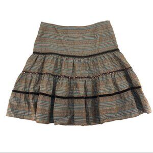 Nanette Lepore Brown & Blue Layered Mini Skirt | Made in USA